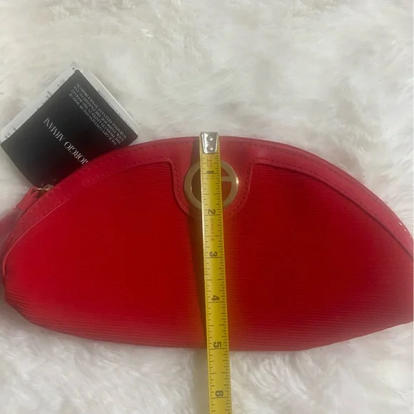 Giorgio Armani Red Cosmetic Pouch with Gold Emblem - Picture 8 of 10